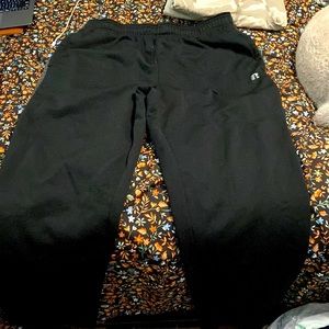 Sweat pants that are size large. Black with grey stripe